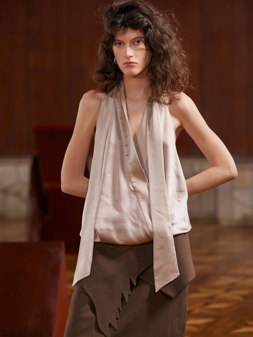 Julia Allert Satin Crossover Halter Top NWT